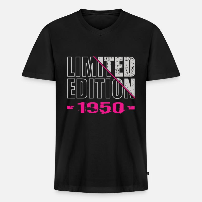 Limited Edition 1950 - Männer Premium Bio T-Shirt mit V-Ausschnitt - Schwarz