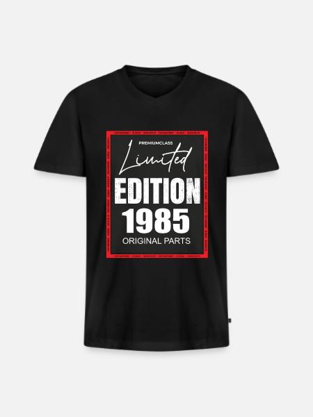 Limited Edition 1985 - Men's Premium Organic T-shirt with V-neck - black