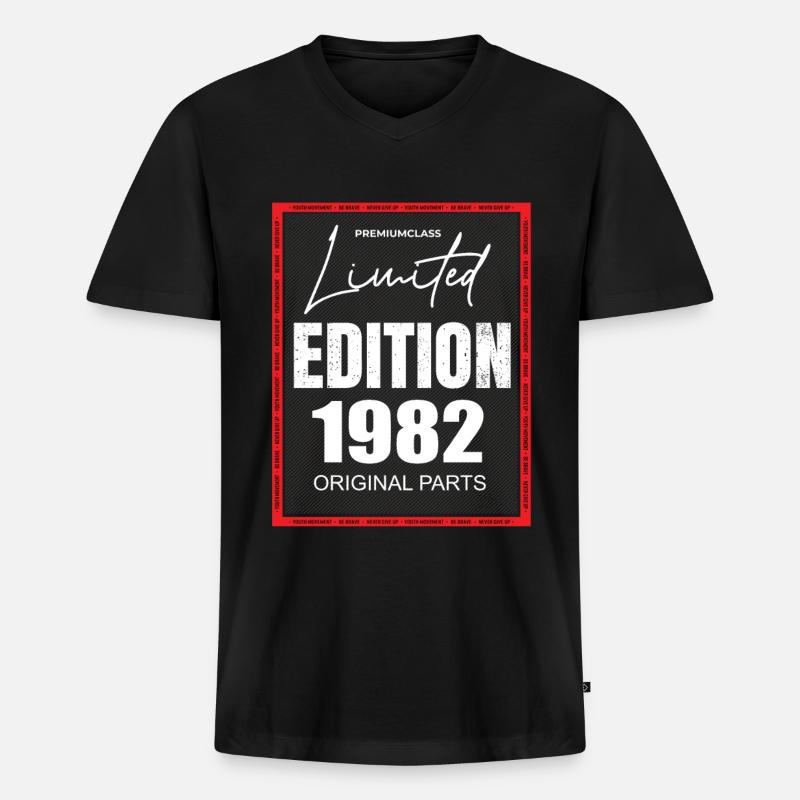 Limited Edition 1982 - Männer Premium Bio T-Shirt mit V-Ausschnitt - Schwarz