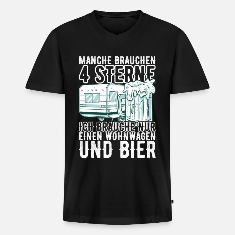 Camping Wohnmobil - Männer Premium Bio T-Shirt mit V-Ausschnitt - Schwarz