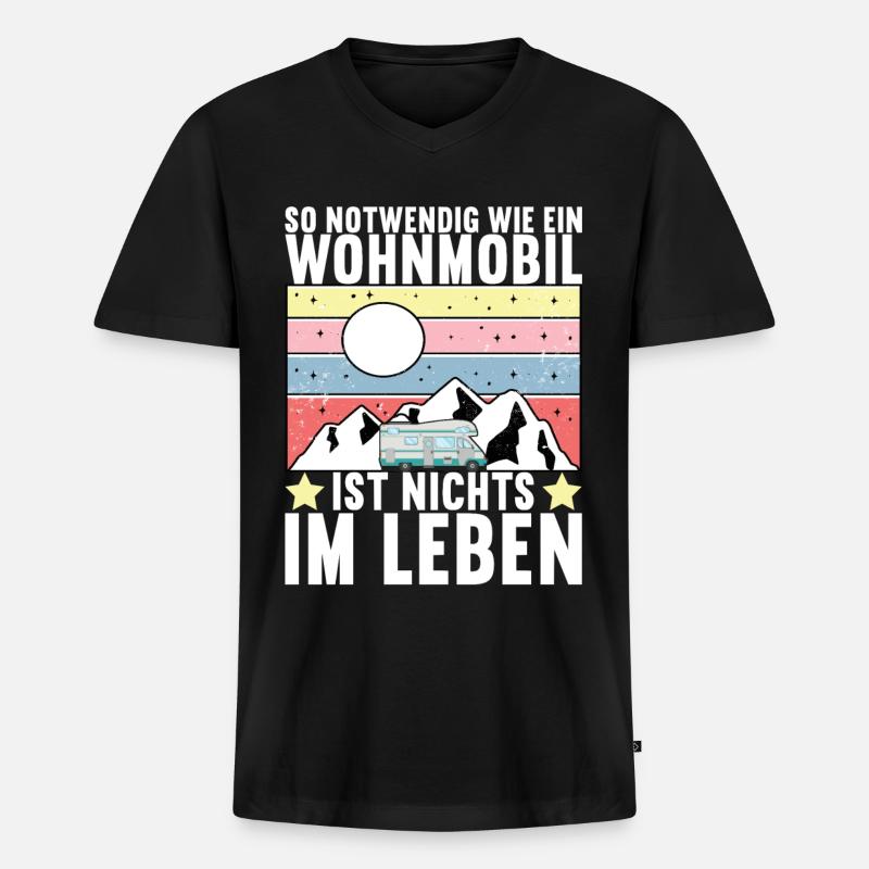 Camping Wohnmobil - Männer Premium Bio T-Shirt mit V-Ausschnitt - Schwarz