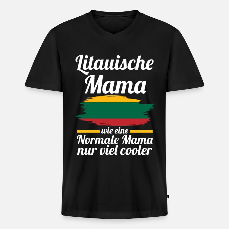 Litauerin Litauische Mama Litauen Mutter - Männer Premium Bio T-Shirt mit V-Ausschnitt - Schwarz