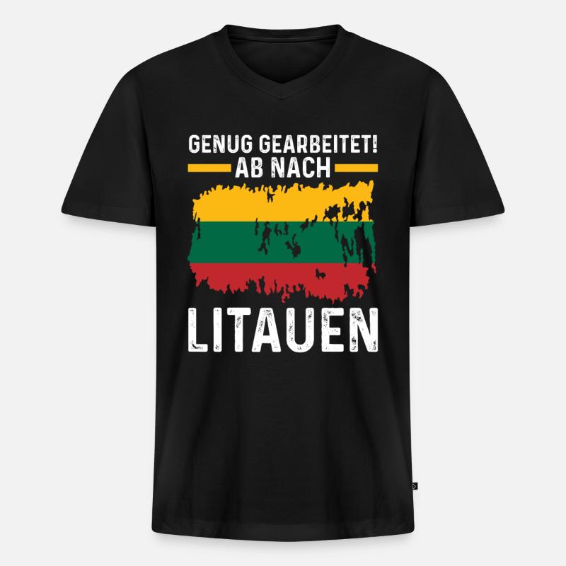 Urlaub Litauer Litauen - Männer Premium Bio T-Shirt mit V-Ausschnitt - Schwarz