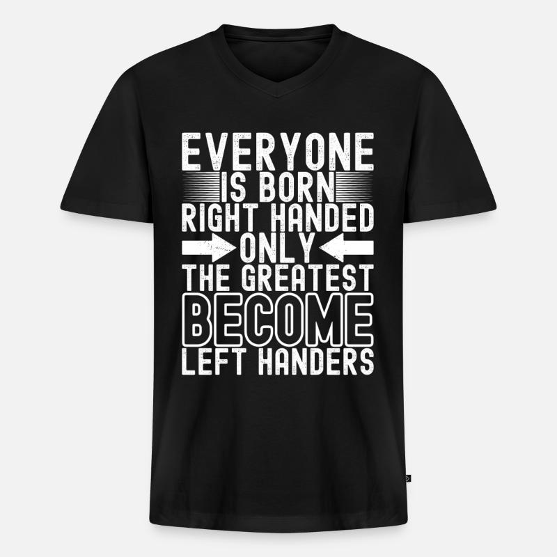 Linkshänder - Männer Premium Bio T-Shirt mit V-Ausschnitt - Schwarz