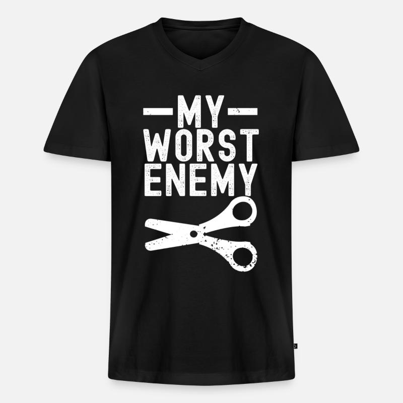 Linkshänder - Männer Premium Bio T-Shirt mit V-Ausschnitt - Schwarz