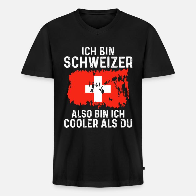 Schweiz Schweizer - Männer Premium Bio T-Shirt mit V-Ausschnitt - Schwarz