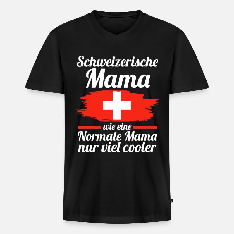 Schweizerin Schweizer Mama Schweiz Mutter - Männer Premium Bio T-Shirt mit V-Ausschnitt - Schwarz