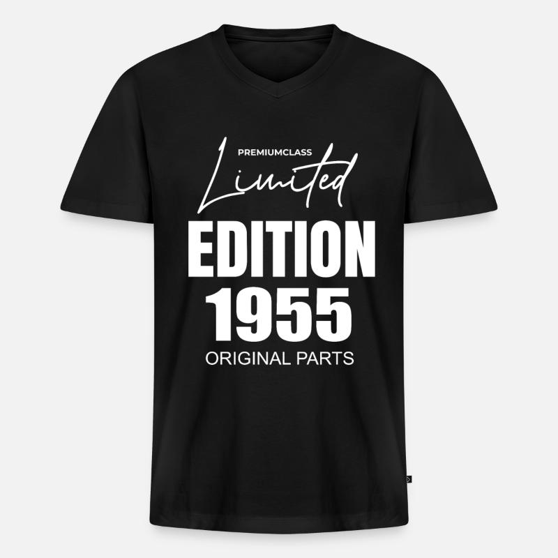 Limited Edition 1955 - Männer Premium Bio T-Shirt mit V-Ausschnitt - Schwarz