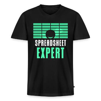 Tableur Expert Comptable Table Travail - T-shirt encolure en V Premium bio Homme - noir - Devant - Nico (187cm)