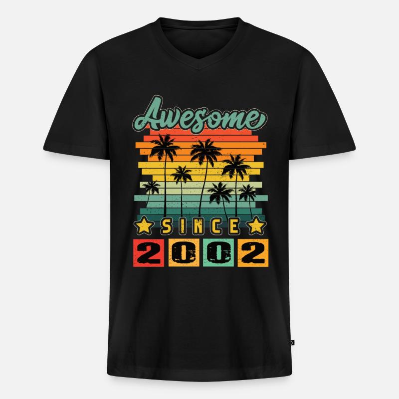Awesome Since 2002 - Männer Premium Bio T-Shirt mit V-Ausschnitt - Schwarz