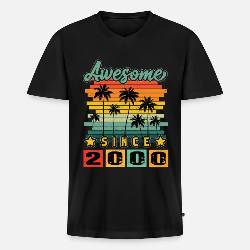 Awesome Since 2000 - Männer Premium Bio T-Shirt mit V-Ausschnitt - Schwarz