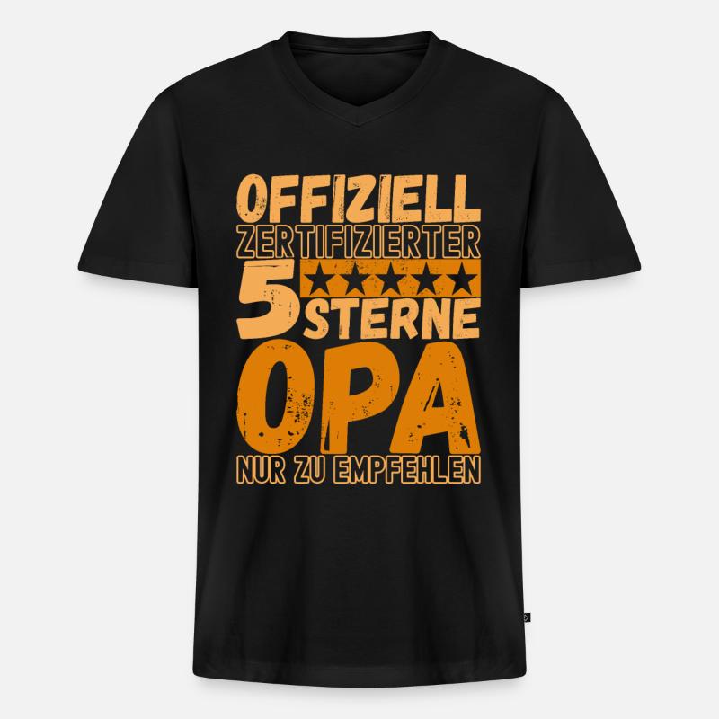 Opa Großvater - Männer Premium Bio T-Shirt mit V-Ausschnitt - Schwarz