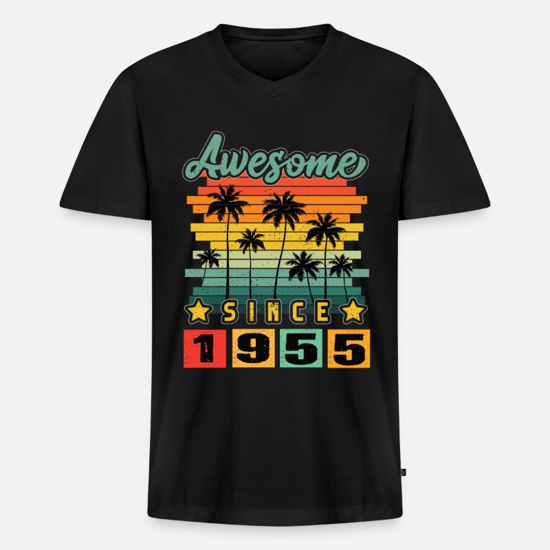 Awesome Since 1955 - Männer Premium Bio T-Shirt mit V-Ausschnitt - Schwarz