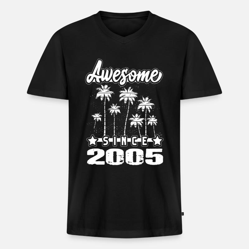 Awesome Since 2005 - Männer Premium Bio T-Shirt mit V-Ausschnitt - Schwarz