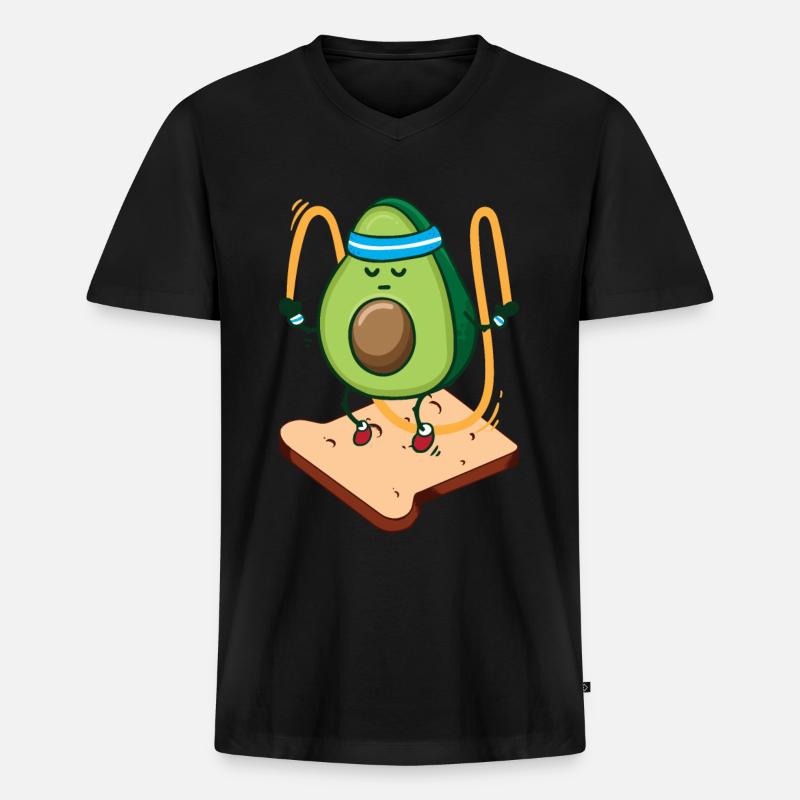 Avocado Toast - Männer Premium Bio T-Shirt mit V-Ausschnitt - Schwarz