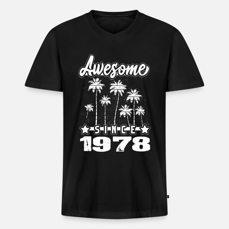 Awesome Since 1978 - Männer Premium Bio T-Shirt mit V-Ausschnitt - Schwarz