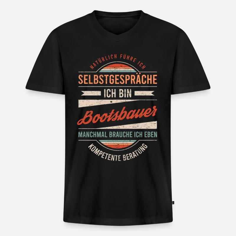 Bootsbauer Arbeitskollege Kollege Geschenk Retro - Männer Premium Bio T-Shirt mit V-Ausschnitt - Schwarz