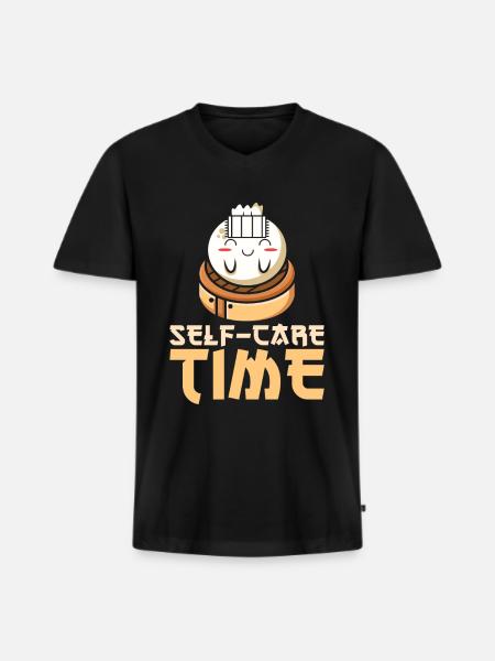 Dim Sums Nourriture asiatique Auto-soins - T-shirt encolure en V Premium bio Homme - noir