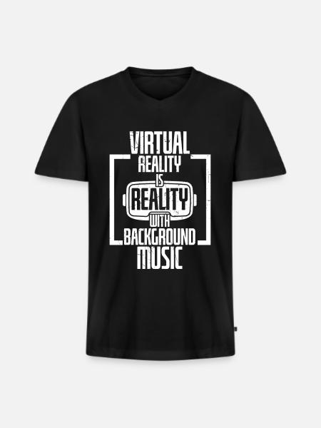 Reality Is Reality Background Music - Men's Premium Organic T-shirt with V-neck - black