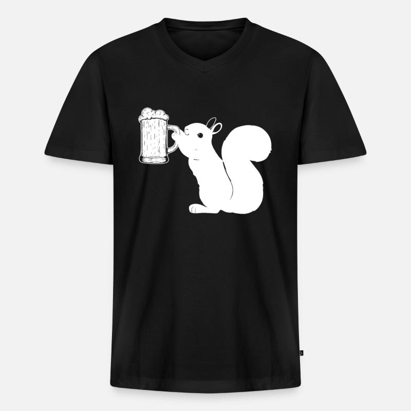Biereichhörnchen Lustiges Eichhörnchen - Männer Premium Bio T-Shirt mit V-Ausschnitt - Schwarz