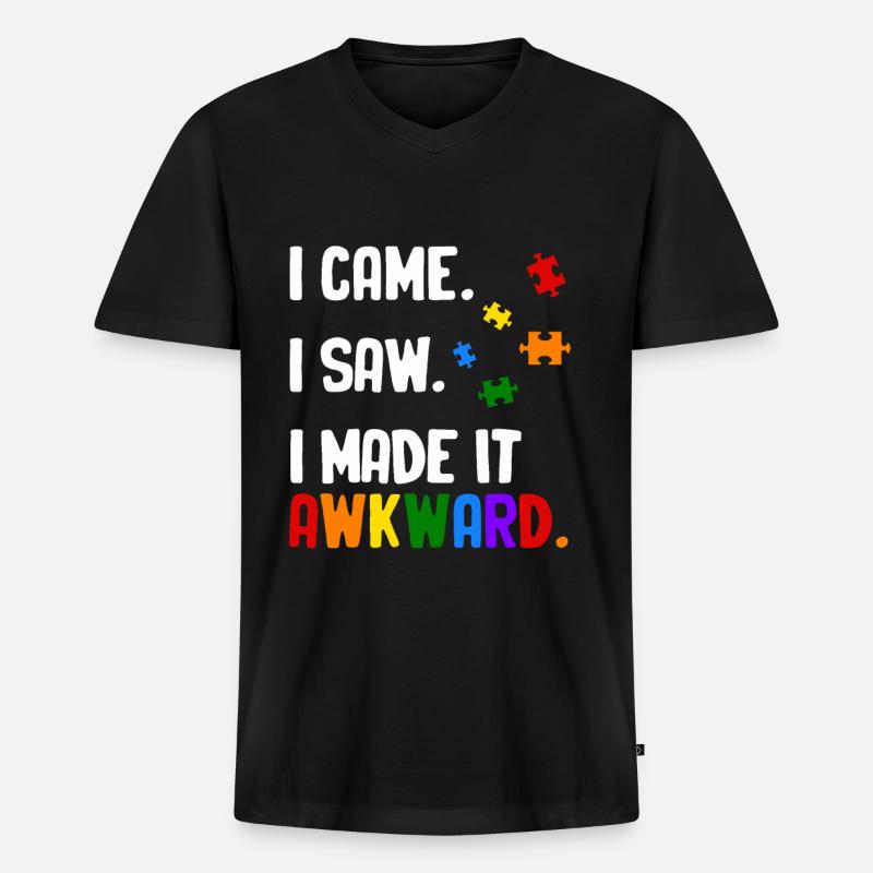 Autismus - Männer Premium Bio T-Shirt mit V-Ausschnitt - Schwarz