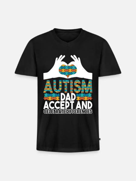Autistic Autism Papa Autistic - Men's Premium Organic T-shirt with V-neck - black