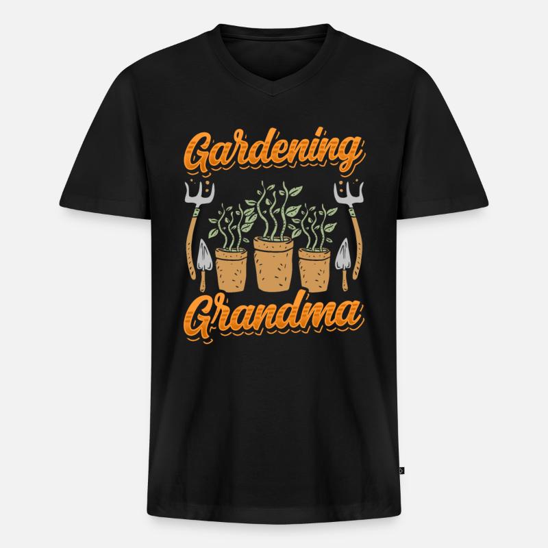 Gartenarbeit Oma Garten Gärtnerin Großmutter - Männer Premium Bio T-Shirt mit V-Ausschnitt - Schwarz