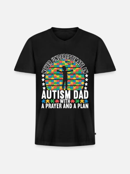 Autistic Autism Father Autistic - Men's Premium Organic T-shirt with V-neck - black