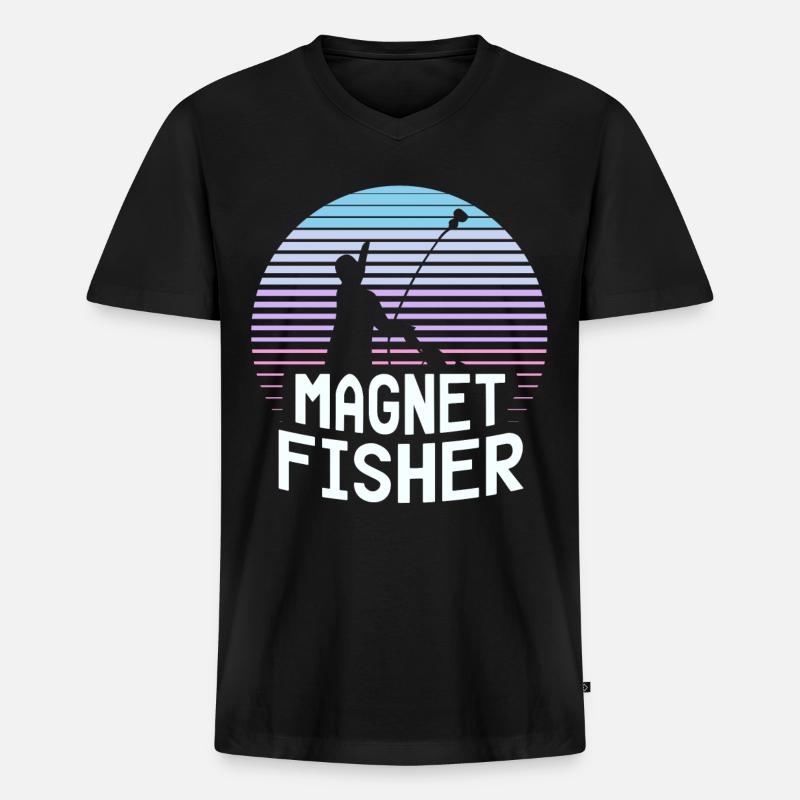 Magnetfischer Magnet Magnetfischen - Männer Premium Bio T-Shirt mit V-Ausschnitt - Schwarz