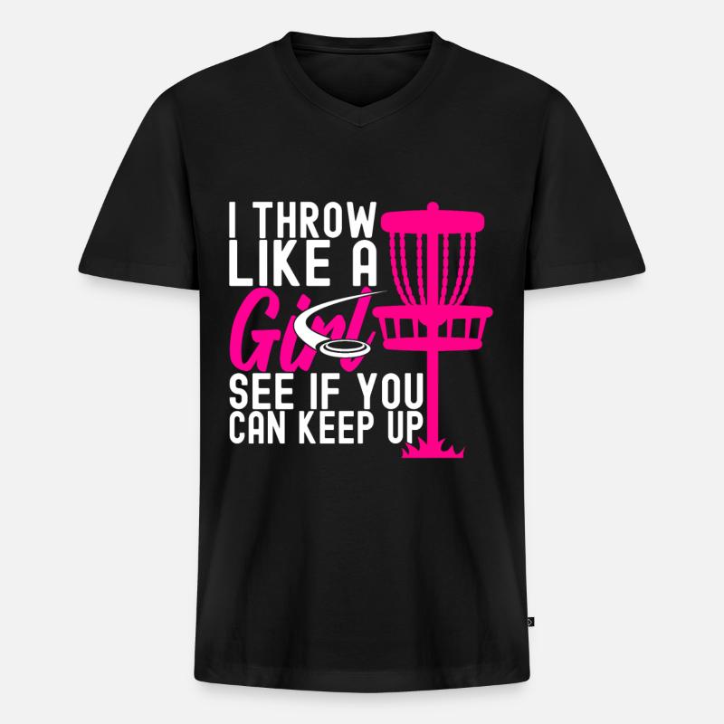 Disc Golf Disc Golfer - Männer Premium Bio T-Shirt mit V-Ausschnitt - Schwarz