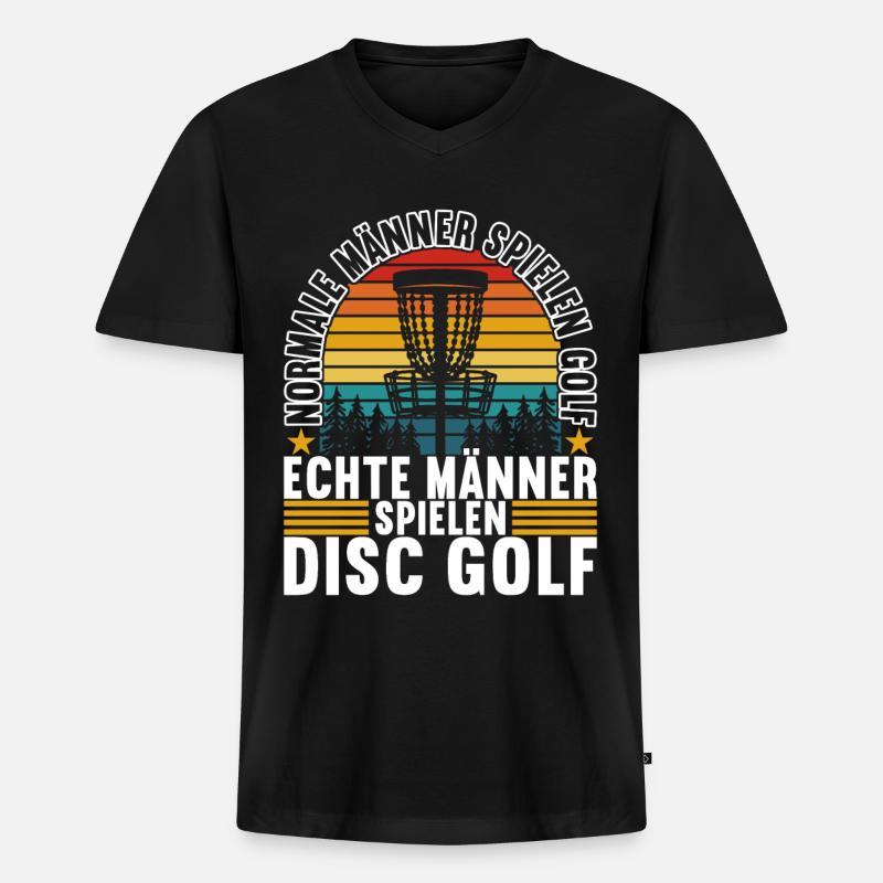 Disc Golf Disc Golfer - Männer Premium Bio T-Shirt mit V-Ausschnitt - Schwarz
