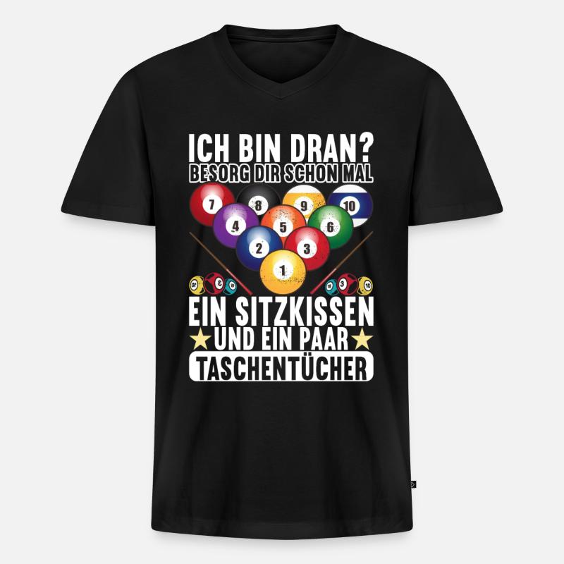 Pool Billard Billardspieler Pooltisch - Männer Premium Bio T-Shirt mit V-Ausschnitt - Schwarz