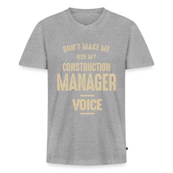 Directeur de la construction Emploi Profession Anniversaire Worke - T-shirt encolure en V Premium bio Homme - gris chiné - Devant