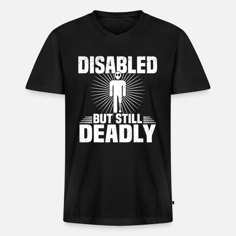 Amputiert Invalide Prothese Handicap Rollstuhl - Männer Premium Bio T-Shirt mit V-Ausschnitt - Schwarz