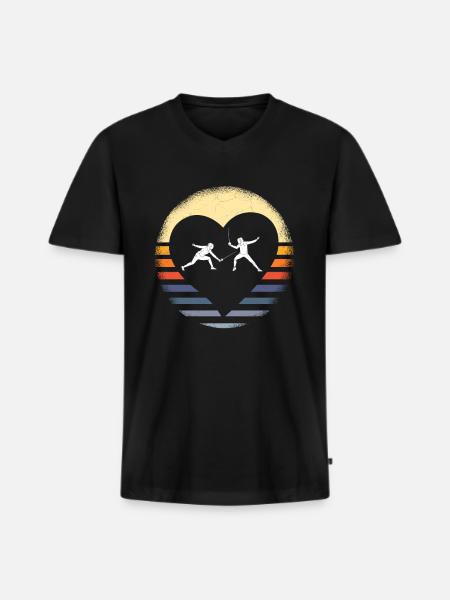 Fechten Degen Fechtduell Geschenkidee - Männer Premium Bio T-Shirt mit V-Ausschnitt - Schwarz