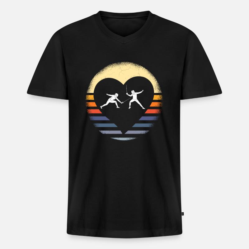 Fechten Degen Fechtduell Geschenkidee - Männer Premium Bio T-Shirt mit V-Ausschnitt - Schwarz