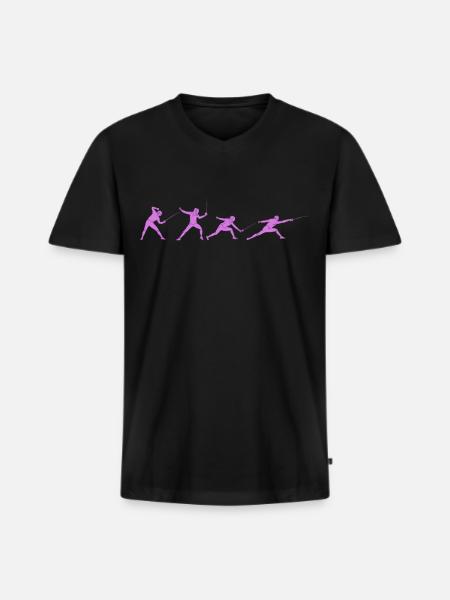 Fechten Degen Fechtduell Geschenkidee - Männer Premium Bio T-Shirt mit V-Ausschnitt - Schwarz