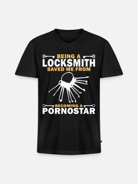Locksmith security technology - Men's Premium Organic T-shirt with V-neck - black