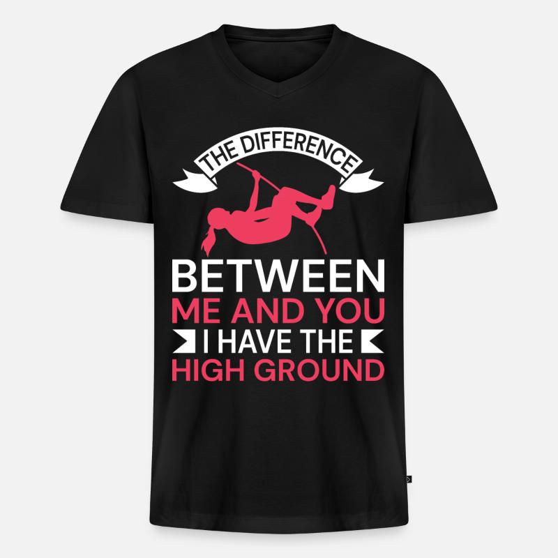 Stabhochsprung Stabspringer Leichtathletik - Männer Premium Bio T-Shirt mit V-Ausschnitt - Schwarz