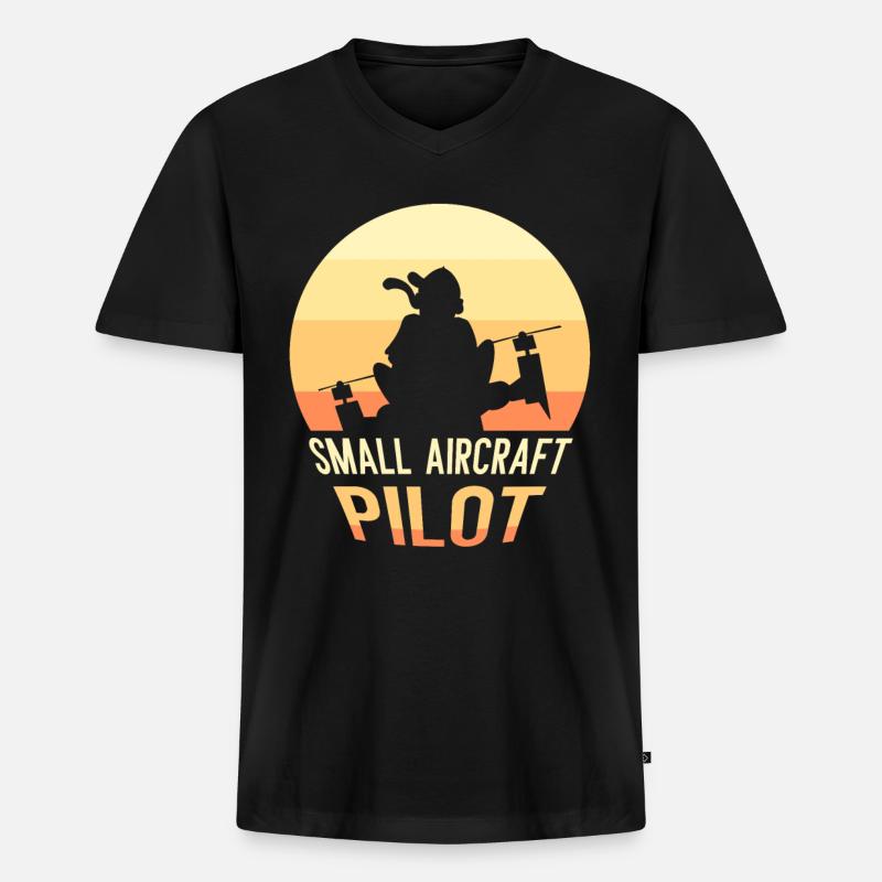 Kleinflugzeug Pilot Privatflugzeug Leichtflugzeug - Männer Premium Bio T-Shirt mit V-Ausschnitt - Schwarz