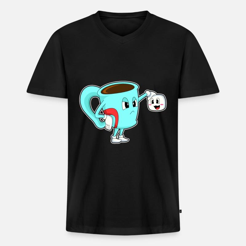 Tasse mit Kaffee - Männer Premium Bio T-Shirt mit V-Ausschnitt - Schwarz