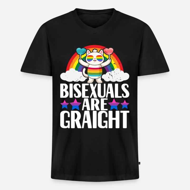 LGBTQ Bisexuell - Männer Premium Bio T-Shirt mit V-Ausschnitt - Schwarz