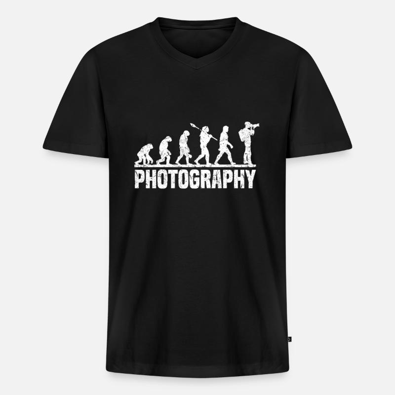 Fotografie Evolution Fotograf Evolution Foto - Männer Premium Bio T-Shirt mit V-Ausschnitt - Schwarz