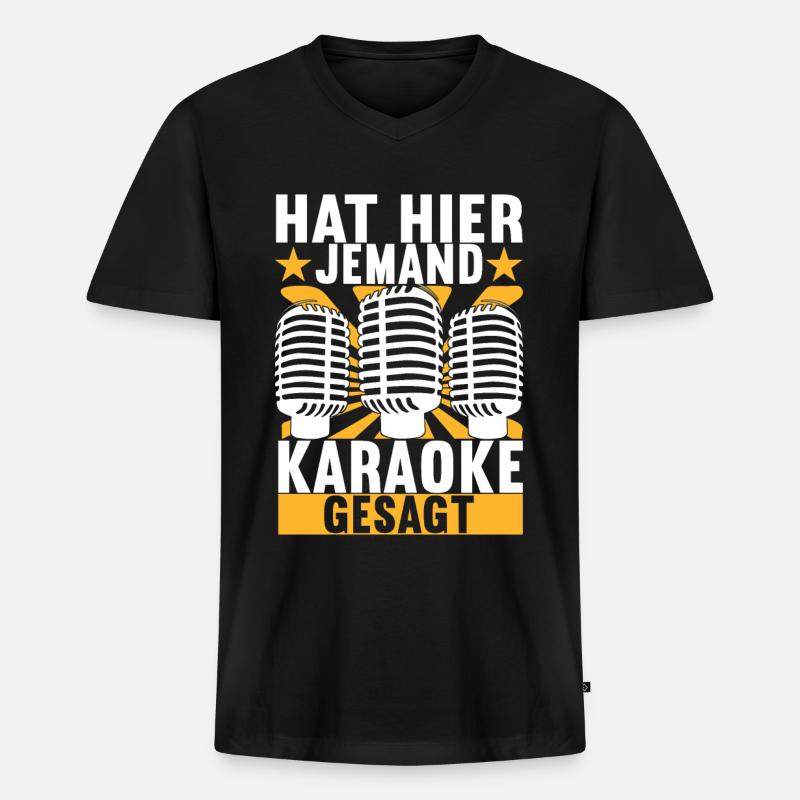 Karaoke Karaokeabend - Männer Premium Bio T-Shirt mit V-Ausschnitt - Schwarz