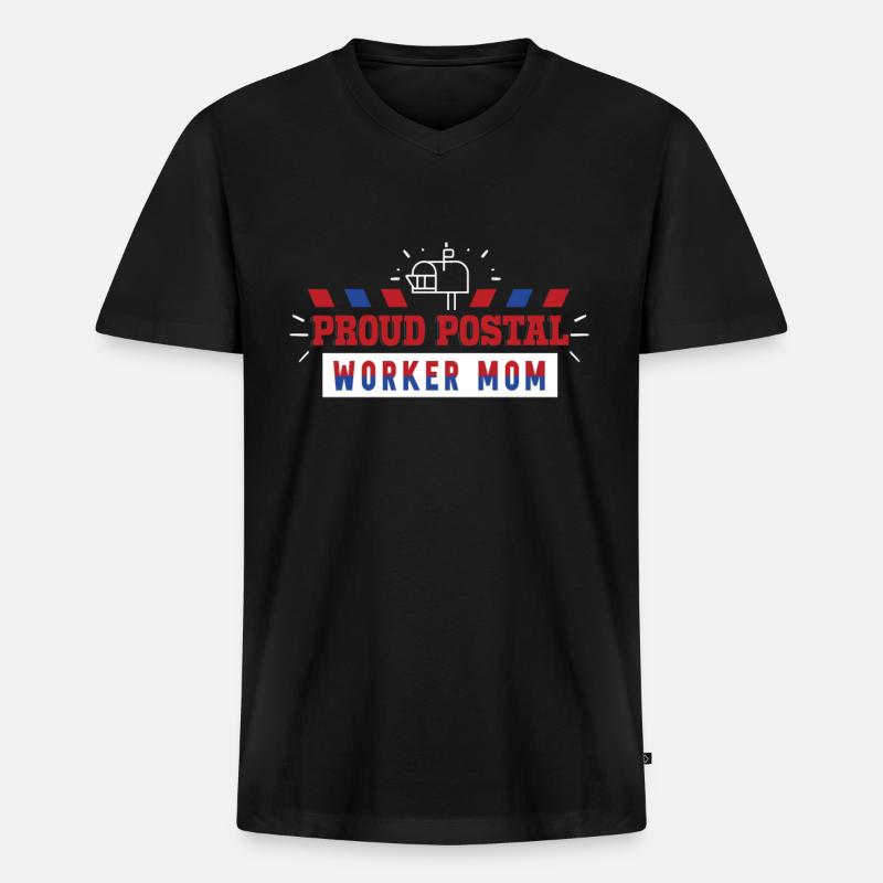 Stolze Postbotin Mutter Postbote Briefträger - Männer Premium Bio T-Shirt mit V-Ausschnitt - Schwarz