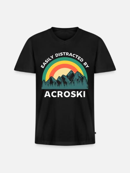 Easily distracted by Acroski - Men's Premium Organic T-shirt with V-neck - black