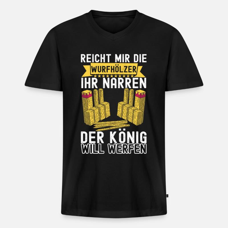 Kubb Wikinger Schach - Männer Premium Bio T-Shirt mit V-Ausschnitt - Schwarz