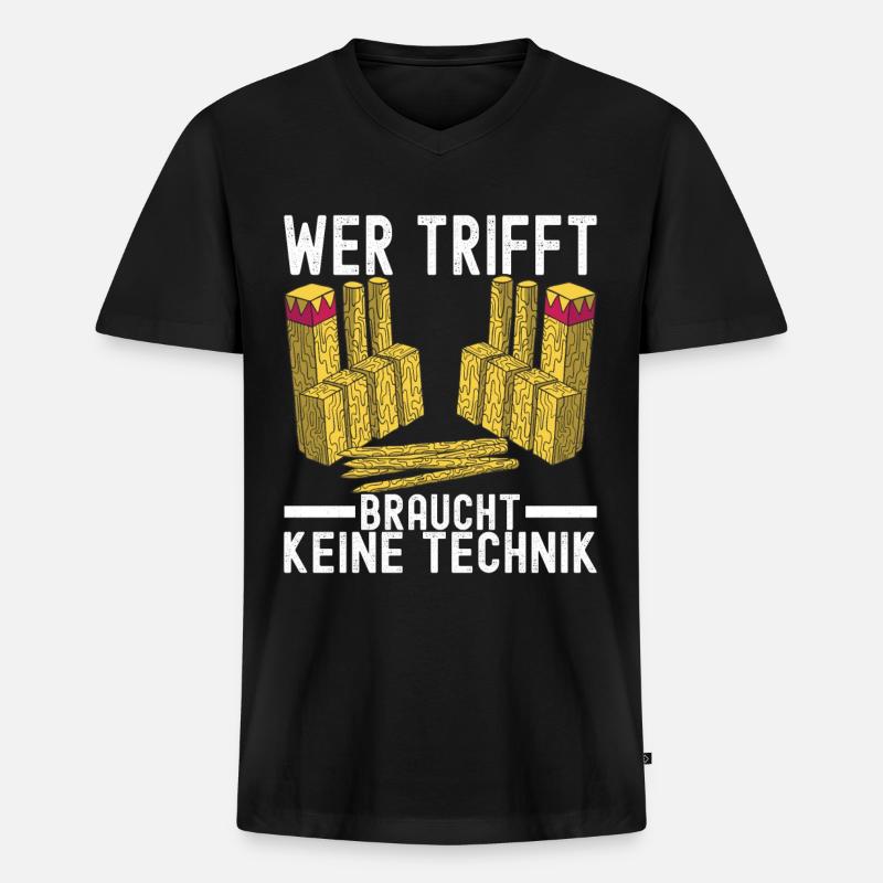 Kubb Wikinger Schach - Männer Premium Bio T-Shirt mit V-Ausschnitt - Schwarz