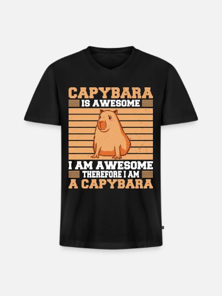 Capybara Rongeur Capybara Capybara - T-shirt encolure en V Premium bio Homme - noir