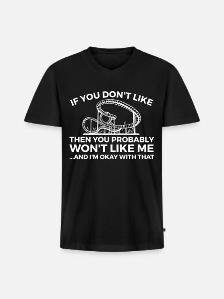 Roller Coaster Gift - Men's Premium Organic T-shirt with V-neck - black